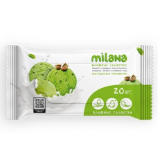 Влажные антибактериальные салфетки Milana Фисташковое мороженое (20шт)