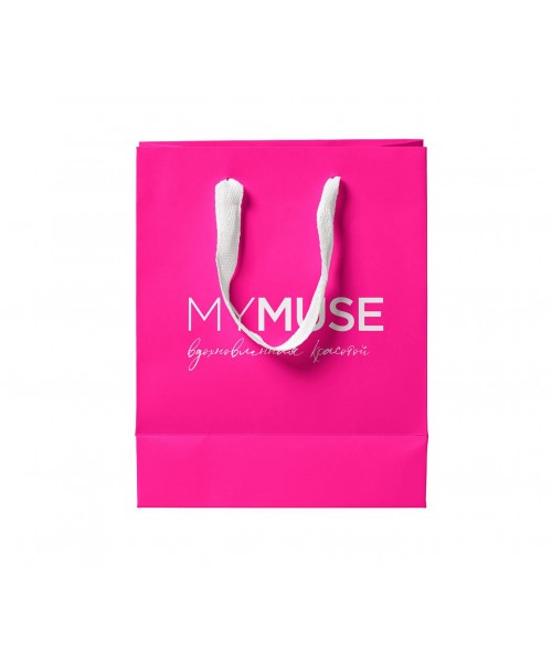 Пакет бумажный розовый с логотипом My Muse 250x300x130