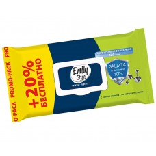 Влажные антибактериальные салфетки ПРОМО Emily Style 120шт, упаковка с крышкой (+20% БЕСПЛАТНО)