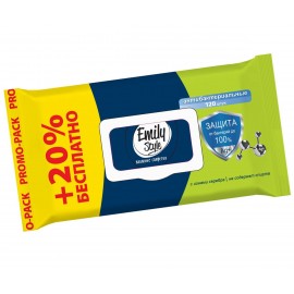 Влажные антибактериальные салфетки ПРОМО Emily Style 120шт, упаковка с крышкой (+20% БЕСПЛАТНО)