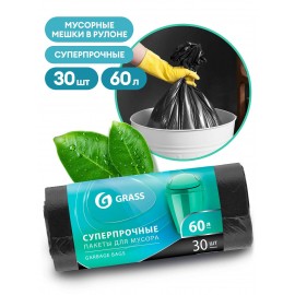 Мешок для мусора ПНД в рулоне 60л. 65*55 8мкр. (черный) (рул 30шт)