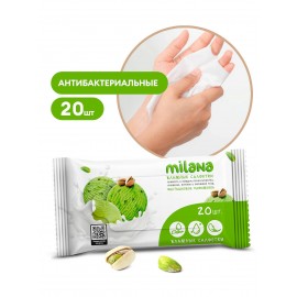 Влажные антибактериальные салфетки Milana Фисташковое мороженое (20шт)