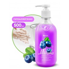 Увлажняющее жидкое крем-мыло "Milana" черника в йогурте с дозатором (флакон 500мл)